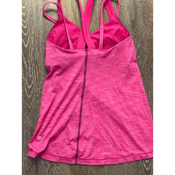 Lululemon Women's Pink Crossover Double Strap Lined Bra Insert Athletic Top SZ 4 - Picture 3 of 7